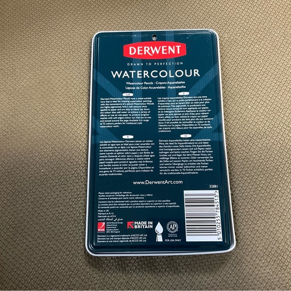 Derwent Watercolor Pencil Set of 12. Professional Quality in a tin. Firm - Picture 2 of 4